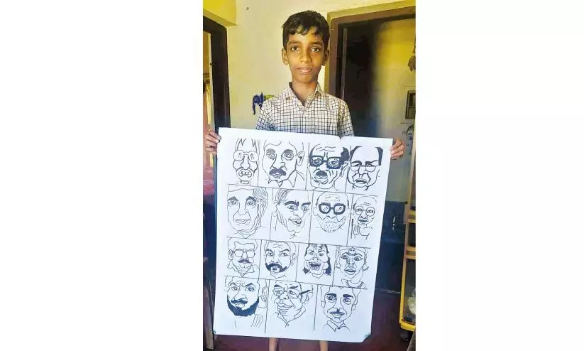 വി​സ്മ​യ​ക്കാ​ഴ്ച​യാ​യി അ​ദ്വൈ​തി​െൻറ കാ​രി​ക്കേ​ച്ച​ർ