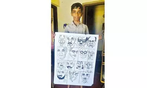 വി​സ്മ​യ​ക്കാ​ഴ്ച​യാ​യി അ​ദ്വൈ​തി​െൻറ കാ​രി​ക്കേ​ച്ച​ർ