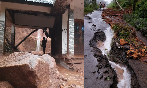 കോട്ടയത്തും പത്തനംതിട്ടയിലും ഉരുൾപൊട്ടൽ; വീടുകൾ തകർന്നു