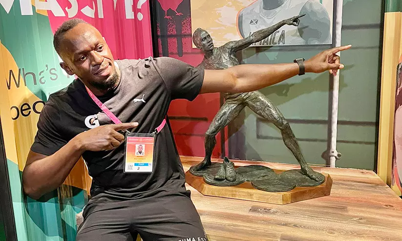 എക്സ്പോയിൽ ആവേശം വിതറി ഉസൈൻ ബോൾട്ട് എക്സ്പോയിൽ ആവേശം വിതറി ഉസൈൻ ബോൾട്ട്