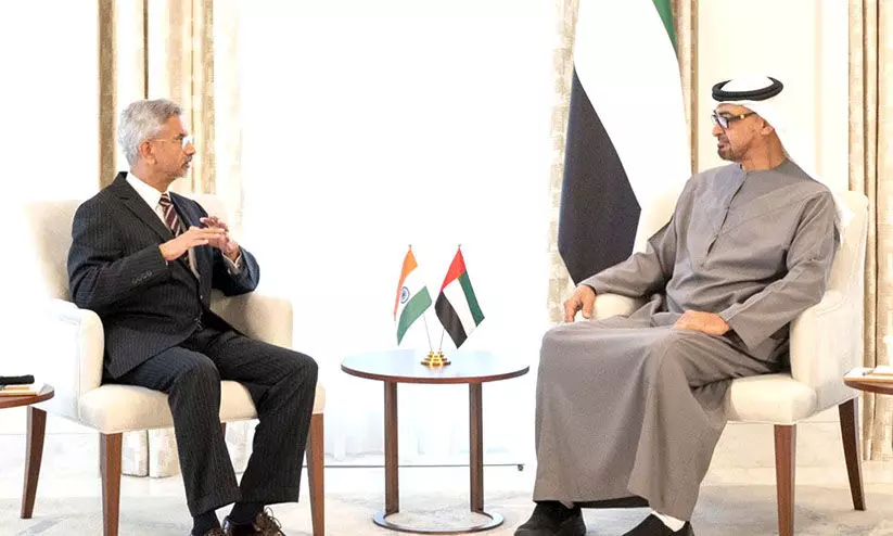 മ​ന്ത്രി എ​സ്.​ ജ​യ്​​ശ​ങ്ക​ർ ശൈ​ഖ്​ മു​ഹ​മ്മ​ദ്​ ബി​ൻ സാ​യി​ദു​മാ​യി കൂ​ടി​ക്കാ​ഴ്​​ച ന​ട​ത്തി