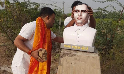 Nathuram Godses statue vandalised by Congress in Gujarat