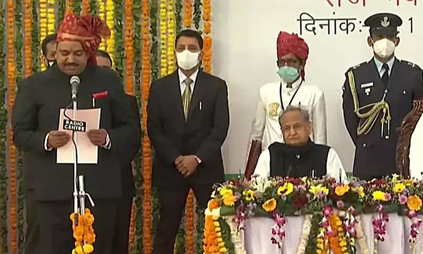 രാജസ്​ഥാൻ മന്ത്രിസഭ പുനഃസംഘടിപ്പിച്ചു; 12 പുതുമുഖങ്ങൾ, 15 പേർ സത്യപ്രതിജ്​ഞ ചെയ്​തു