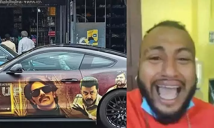 e-bull jet brothers againest kurup movie promotion vehicle