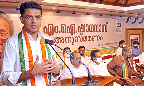 എം.​െഎ. ഷാനവാസ്​ കോൺഗ്രസി​െൻറ ഉറച്ച ശബ്​ദമായിരുന്ന നേതാവ്​ –സചിൻ പൈലറ്റ്​