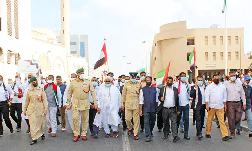 ദേ​ശീ​യ ദി​നാ​ഘോ​ഷ റാ​ലി​യി​ൽ പ​ങ്കാ​ളി​യാ​യി കെ.​എം.​സി.​സി​യും