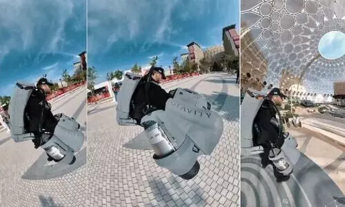 അയൺ മാൻ സ്യൂട്ട്​ ധരിച്ച്​ പറന്ന്​ ദുബൈ പൊലീസ്​; വിഡിയോ വൈറലാകുന്നു