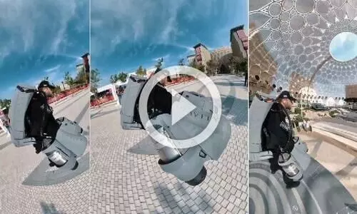 അയൺ മാൻ സ്യൂട്ട് ധരിച്ച്​  പറന്ന് ന‌‌ടന്ന് ദുബൈ പൊലീസ്