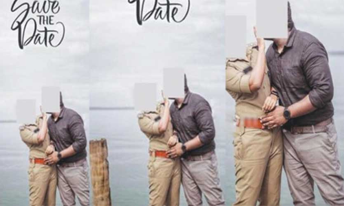 പൊലീസ് യൂനിഫോമിൽ വനിത എസ്.ഐയുടെ സേവ് ദി ഡേറ്റ് ഫോട്ടോ ഷൂട്ട്; സേനയിൽ വിവാദം പൊലീസ് യൂനിഫോമിൽ വനിത എസ്.ഐയുടെ സേവ് ദി ഡേറ്റ് ഫോട്ടോ ഷൂട്ട്; സേനയിൽ വിവാദം