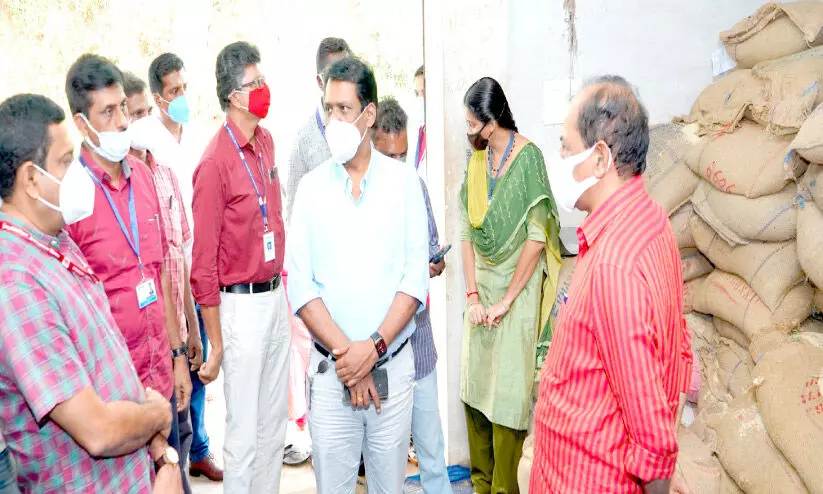 The Minister inspected the food distribution godowns The Minister inspected the food distribution godowns