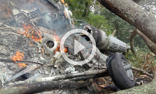 സംയുക്ത സൈനിക മേധാവി സഞ്ചരിച്ച സൈനിക ഹെലികോപ്റ്റർ തകർന്നു വീണു