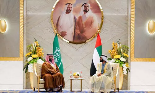 സൗ​ദി കി​രീ​ടാ​വ​കാ​ശി എ​ക്​​സ്​​പോ​യി​ൽ; സ്വീ​ക​രി​ച്ച്​ ​ശൈ​ഖ്​ മു​ഹ​മ്മ​ദ്​