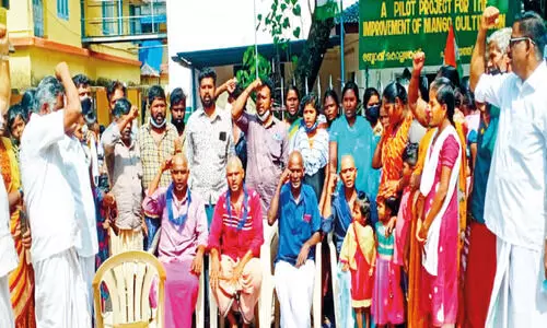 Ambedkar Colony residents on strike