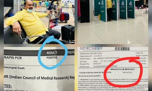 തിരുവനന്തപുരത്ത്​ പോസിറ്റീവ്​; നെടുമ്പാശേരിയിൽ നെഗറ്റീവ്; വിമാനത്താവളങ്ങളിലെ കോവിഡ്​ ഫലം മാറി മറിഞ്ഞത്​ വിവരിച്ച്​ അഷ്​റഫ്​ താമരശേരി