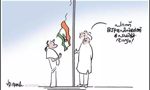 സ്ഥാപകദിനത്തിൽ സോണിയ ഉയർത്തിയ കോൺഗ്രസ് പതാക പൊട്ടിവീണു