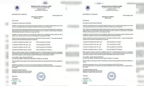 ഇ​ന്ത്യ​ൻ സ്കൂ​ളു​ക​ൾ തു​റ​ക്കു​ന്നു, ഫീ​സ് വ​ർ​ധ​ന​യു​മാ​യി വാ​ദീ ക​ബീ​ർ