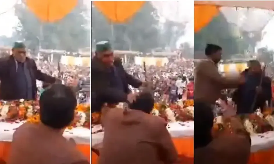 Farmer leader slapped BJP MLA from Unnao Sadar Pankaj Gupta