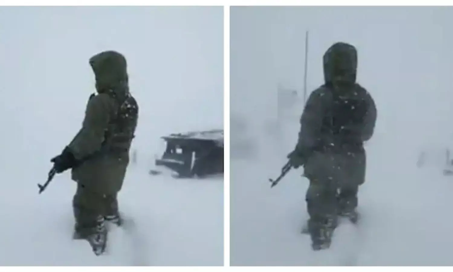 കൊടും തണുപ്പിലും അടിപതറാത്ത ധീരത; സൈനികന്​ സല്യൂട്ടടിച്ച്​ സോഷ്യൽ മീഡിയ