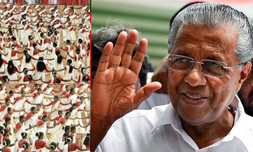 ഇന്നീ ​പാർട്ടി ലോകമെങ്ങും ശോഭിച്ചീടും കാരണഭൂതർ  പിണറായി വിജയനെന്ന സഖാവ്​ തന്നെ; ഇത് വല്ലാത്ത ജാതി തിരുവാതിരക്കളിയെന്ന്​ നെറ്റിസൺസ്​