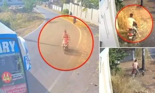 Luckiest guy on a scooter? Escapes from crash TWICE IN 3 seconds!