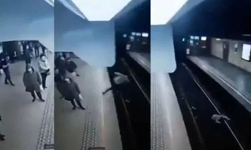 ട്രെയിൻ വരുന്നതിന് തൊട്ടുമുമ്പ് 23കാരൻ യുവതിയെ ട്രാക്കിലേക്ക് തള്ളിയിട്ടു; പിന്നെ സംഭവിച്ചത്... ട്രെയിൻ വരുന്നതിന് തൊട്ടുമുമ്പ് 23കാരൻ യുവതിയെ ട്രാക്കിലേക്ക് തള്ളിയിട്ടു; പിന്നെ സംഭവിച്ചത്...