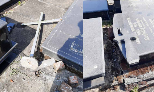 പ​ള്ളി സെ​മി​ത്തേ​രി​യി​ലെ കു​രി​ശു​ക​ൾ ത​ക​ർ​ത്തു