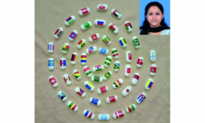 കാത്സ്യം ഗുളികയിൽ വർണപ്പതാകകൾ; പ്രിയങ്ക ഏഷ്യ ബുക്ക് ഓഫ് റെക്കോഡിൽ