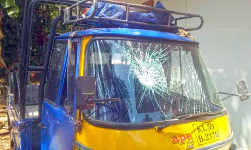 ഓട്ടോറിക്ഷയുടെ ചില്ല് തകർത്തു