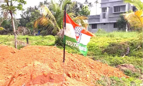 കൈതപ്പാടം നികത്തിയതിനെതിരെ പ്രതിഷേധം; യൂത്ത് കോണ്‍ഗ്രസ് കൊടിനാട്ടി