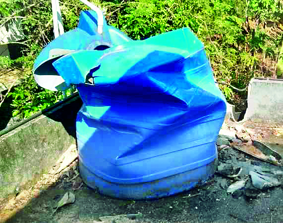 വീടിനു മുകളിലേക്ക് തെങ്ങ് വീണു