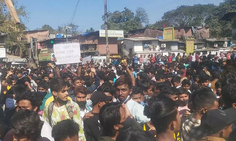 students protest for online exam