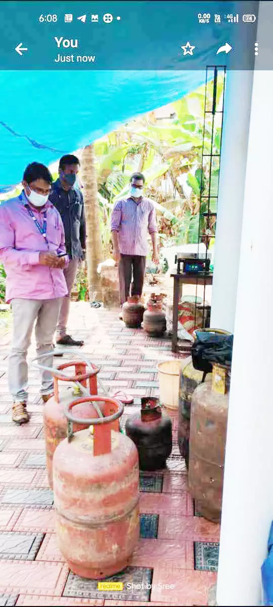 അനധികൃത ഗ്യാസ് റീഫിൽ കേന്ദ്രത്തിൽ പരിശോധന നടത്തി