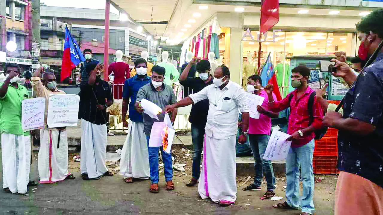 എ.ഐ.വൈ.എഫ് പ്രവർത്തകർ ബജറ്റ് കത്തിച്ചു