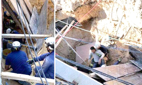 മ​ണ്ണി​ടി​ച്ചി​ലി​ൽ കു​ടു​ങ്ങി​യ തൊ​ഴി​ലാ​ളി​യെ ര​ക്ഷി​ച്ചു