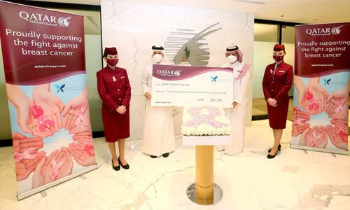 സ്​തനാർബുദ ഗവേഷണം:​ സഹായവുമായി ഖത്തർ എയർവേസ്​ ജീവനക്കാർ