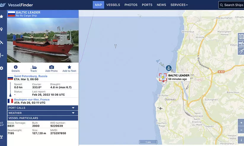 റഷ്യൻ ചരക്ക്കപ്പൽ തടഞ്ഞ് ഫ്രാൻസ് റഷ്യൻ ചരക്ക്കപ്പൽ തടഞ്ഞ് ഫ്രാൻസ്