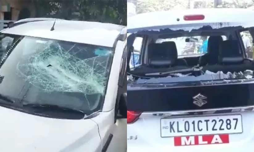 കോവളം എം.എൽ.എ എം വിൻസെന്റിന്റെ കാർ അടിച്ചുതകർത്തു