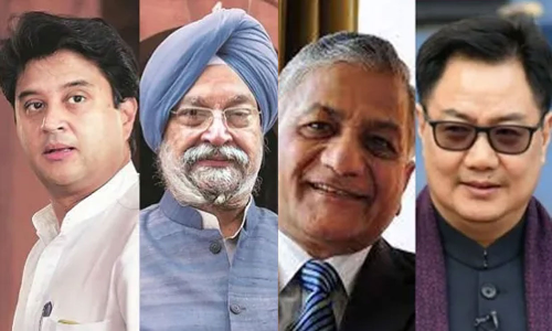 Jyotiraditya Scindia,Hardeep Singh Puri, Gen. VK Singh,  Kiren Rijiju