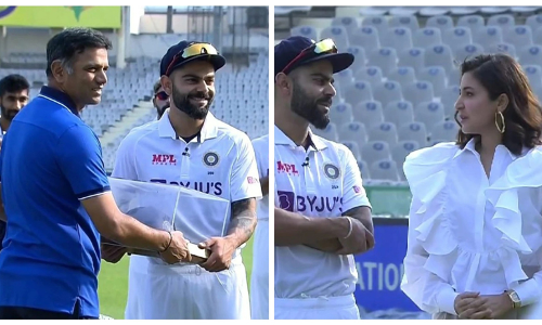 100-ാം ടെസ്റ്റ് കളിക്കുന്ന കോഹ്‌ലിക്ക് ദ്രാവിഡിൻെറ വക തൊപ്പി സമ്മാനം