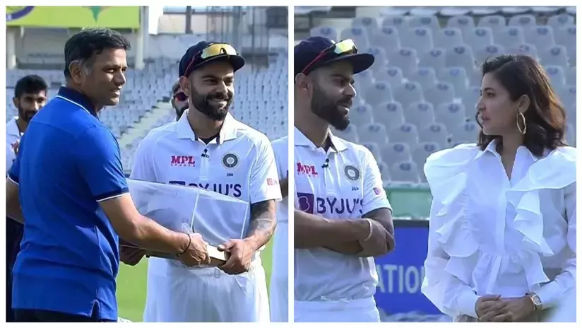 100-ാം ടെസ്റ്റ് കളിക്കുന്ന കോഹ്‌ലിക്ക് ദ്രാവിഡിൻെറ വക തൊപ്പി സമ്മാനം