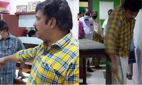 Ganesh Kumar, MLA, slammed the union leaders for putting the minister on the stage Ganesh Kumar, MLA, slammed the union leaders for putting the minister on the stage