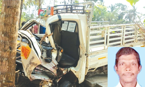 നിയന്ത്രണംവിട്ട പിക്അപ് വാൻ തെങ്ങിലിടിച്ച് ഒരാൾ മരിച്ചു