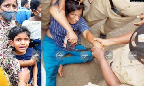 അമ്മയെ കൊണ്ടുപോകരുതേ... പൊ​ലീ​സ് തേ​ർ​വാ​ഴ്ചക്കിടെ കരഞ്ഞ് വിളിച്ച് ഒന്നാം ക്ലാസുകാരി