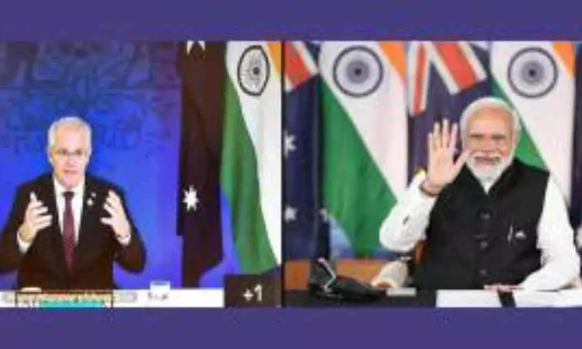 ഇന്ത്യൻ ഉൽപന്നങ്ങൾക്ക് തീരുവ ഒഴിവാക്കി ആസ്ട്രേലിയ; വാണിജ്യ കരാറിൽ ഒപ്പുവെച്ചു ഇന്ത്യൻ ഉൽപന്നങ്ങൾക്ക് തീരുവ ഒഴിവാക്കി ആസ്ട്രേലിയ; വാണിജ്യ കരാറിൽ ഒപ്പുവെച്ചു