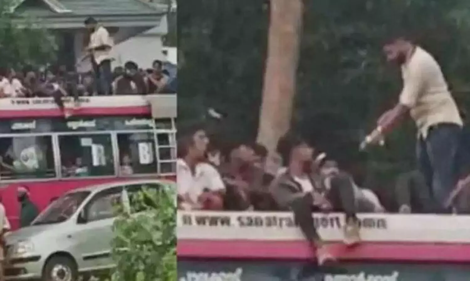 നെന്മാറ വേല കഴിഞ്ഞ് ബസിന് മുകളിൽ യാത്ര; നാല് ബസ് ജീവനക്കാരുടെ ലൈസൻസ് സസ്‌പെൻഡ് ചെയ്തു