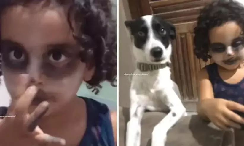 Little girl puts on makeup to look like pet dog: video goes viral