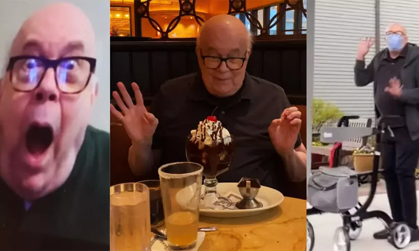 കോവിഡിനെ തുടർന്ന് വീട്ടിലിരുന്നത് രണ്ട് വർഷം; ആദ്യമായി റെസ്റ്റോറന്റിൽ പോകുന്ന വയോധികന്റെ വിഡിയോ വൈറൽ കോവിഡിനെ തുടർന്ന് വീട്ടിലിരുന്നത് രണ്ട് വർഷം; ആദ്യമായി റെസ്റ്റോറന്റിൽ പോകുന്ന വയോധികന്റെ വിഡിയോ വൈറൽ