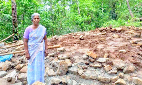 വീടിന്‍റെ തറ കാട്ടാനകൾ തകർത്തു; നിസ്സഹായതയോടെ വീട്ടമ്മ