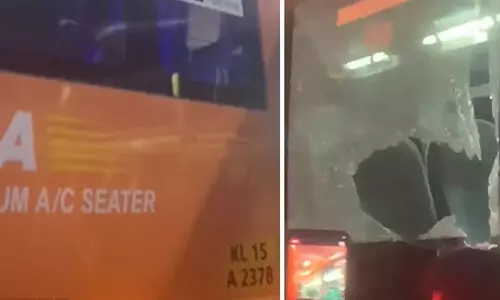 കെ-സ്വിഫ്റ്റ് വീണ്ടും അപകടത്തിൽപെട്ടു; കോഴിക്കോട്ട് ലോഫ്ലോർ ബസിന്‍റെ ചില്ല് തകർന്നു