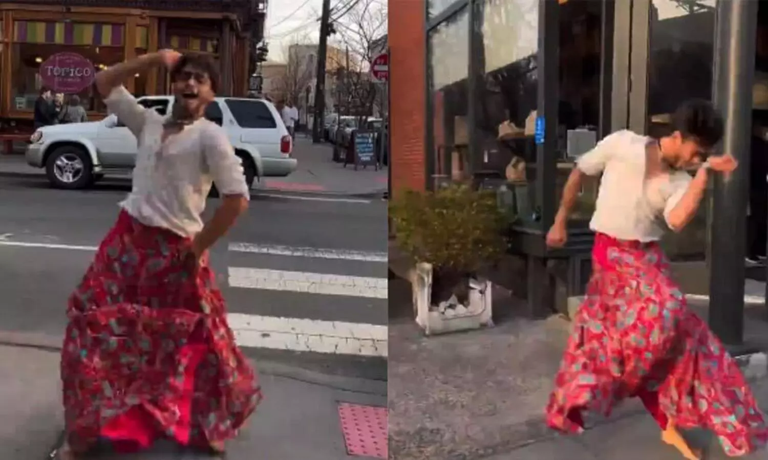 സ്റ്റീരിയോടൈപ്പുകൾ തകർത്ത് പാവാട ധരിച്ച്  തെരുവിലൂടെ നൃത്തംചെയ്ത് യുവാവ്, വിഡിയോ വൈറൽ